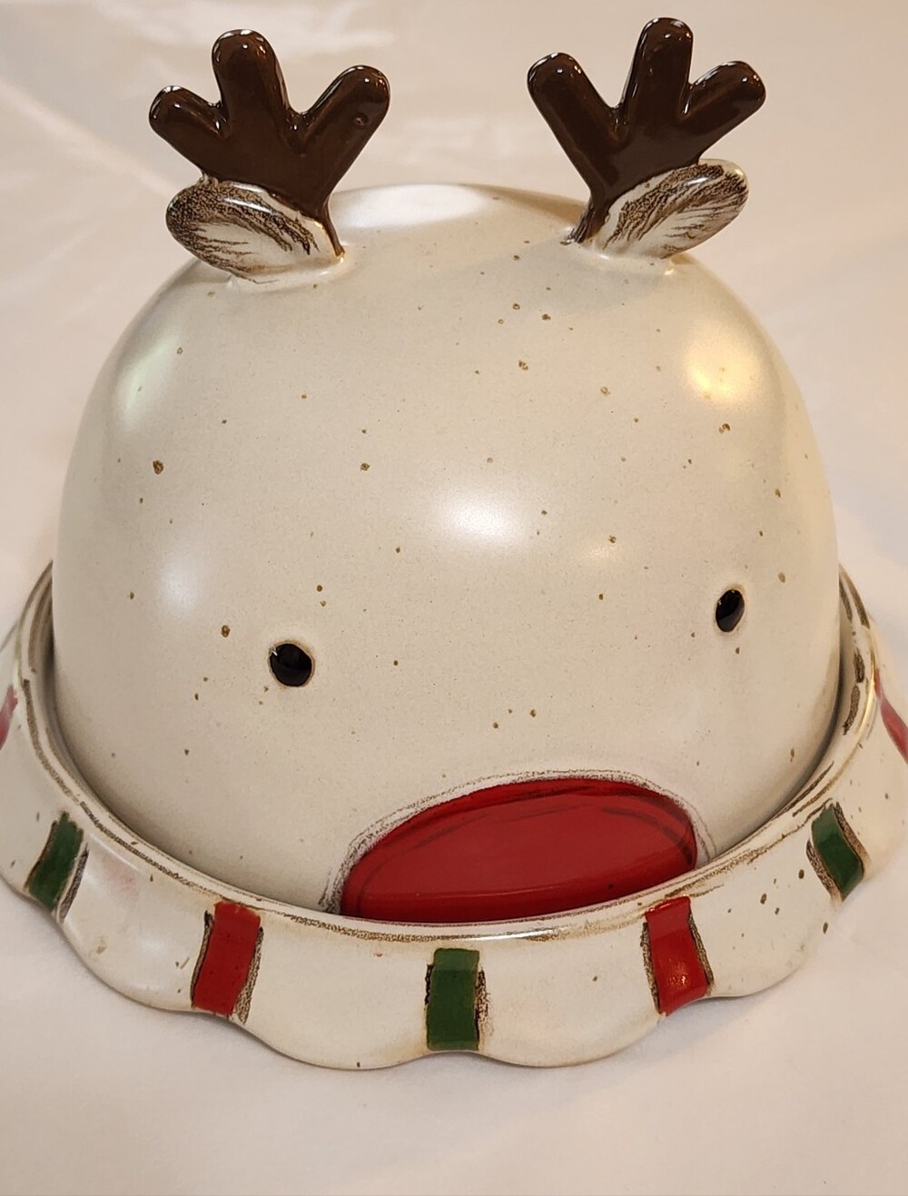 Mud Pie Reindeer Covered Dip Server Ceramic Holiday Cheese Ball Dish Hard 2 Find